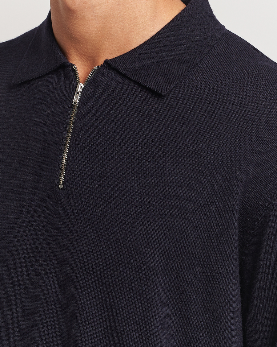 Homme | Pulls Et Tricots | A Day's March | Thompson Merino Half-Zip Polo Navy