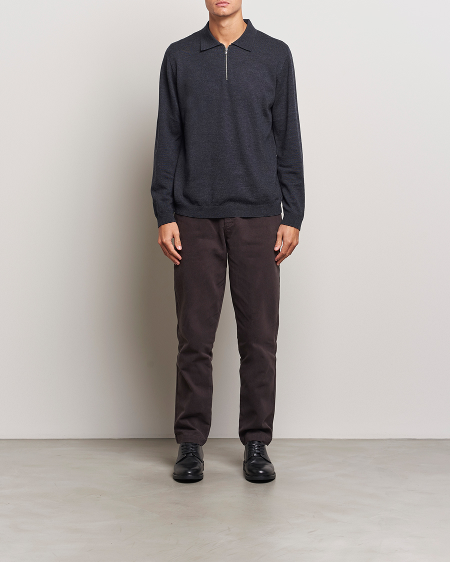 Homme | Pulls Et Tricots | A Day's March | Thompson Merino Half-Zip Polo Anthracite