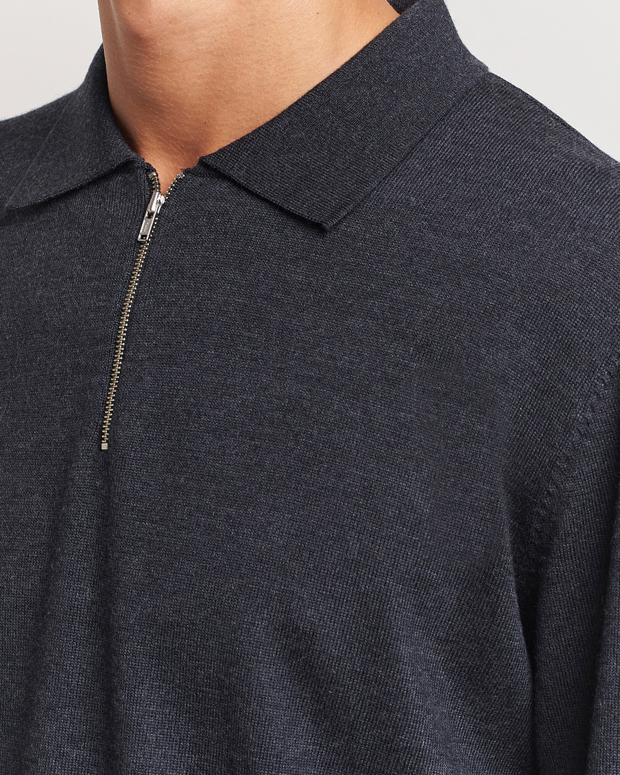 Homme | Pulls Et Tricots | A Day's March | Thompson Merino Half-Zip Polo Anthracite