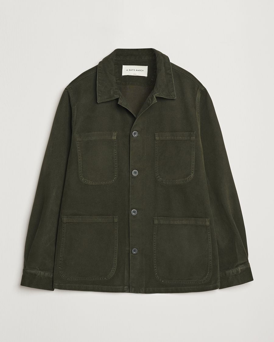 Homme | Chemises | A Day's March | Algot Cotton Lyocell Overshirt Deep Green