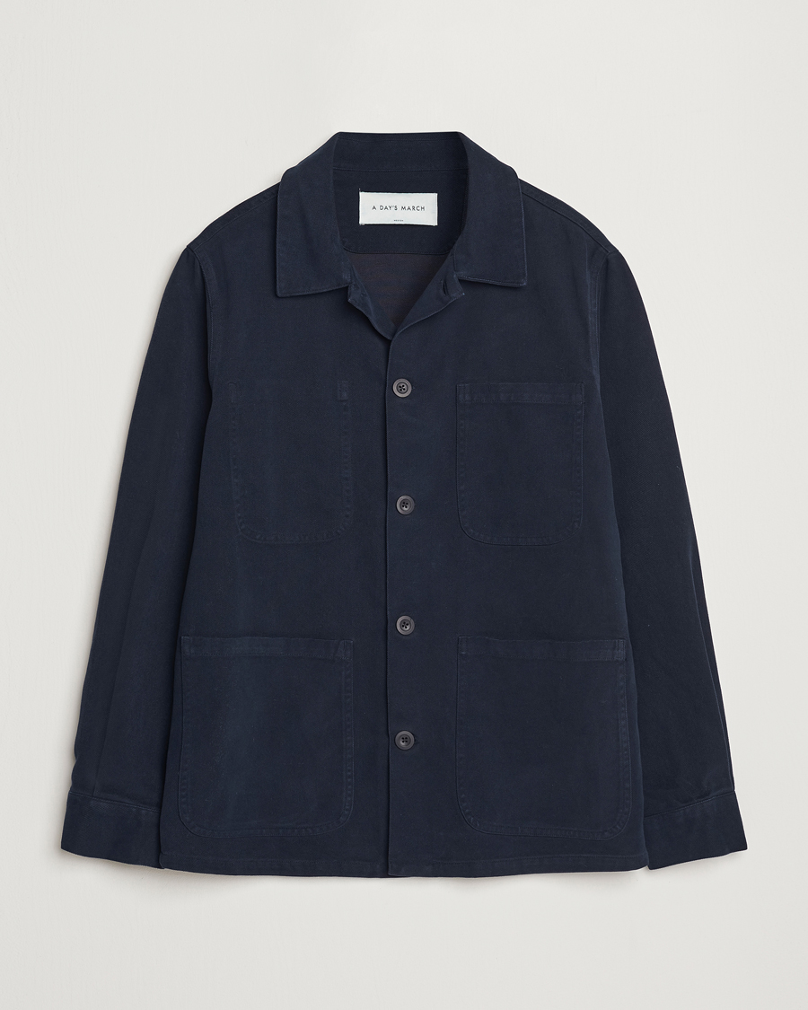 Homme | Manteaux Et Vestes | A Day's March | Algot Lyocell Overshirt Navy