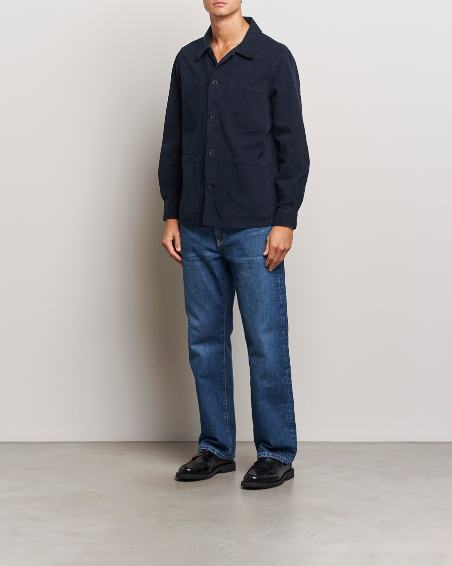 Homme | Manteaux Et Vestes | A Day's March | Algot Lyocell Overshirt Navy