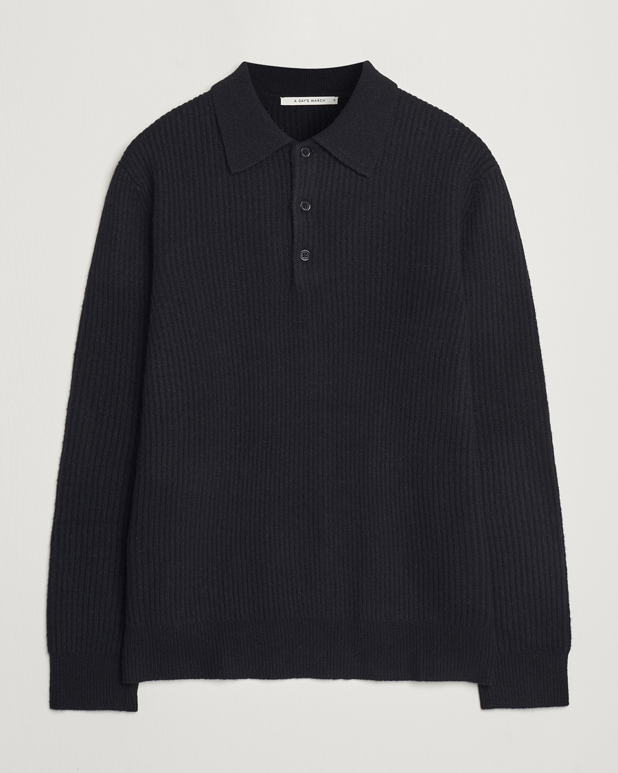 Homme | Pulls Et Tricots | A Day's March | Dover Lambswool Polo Black