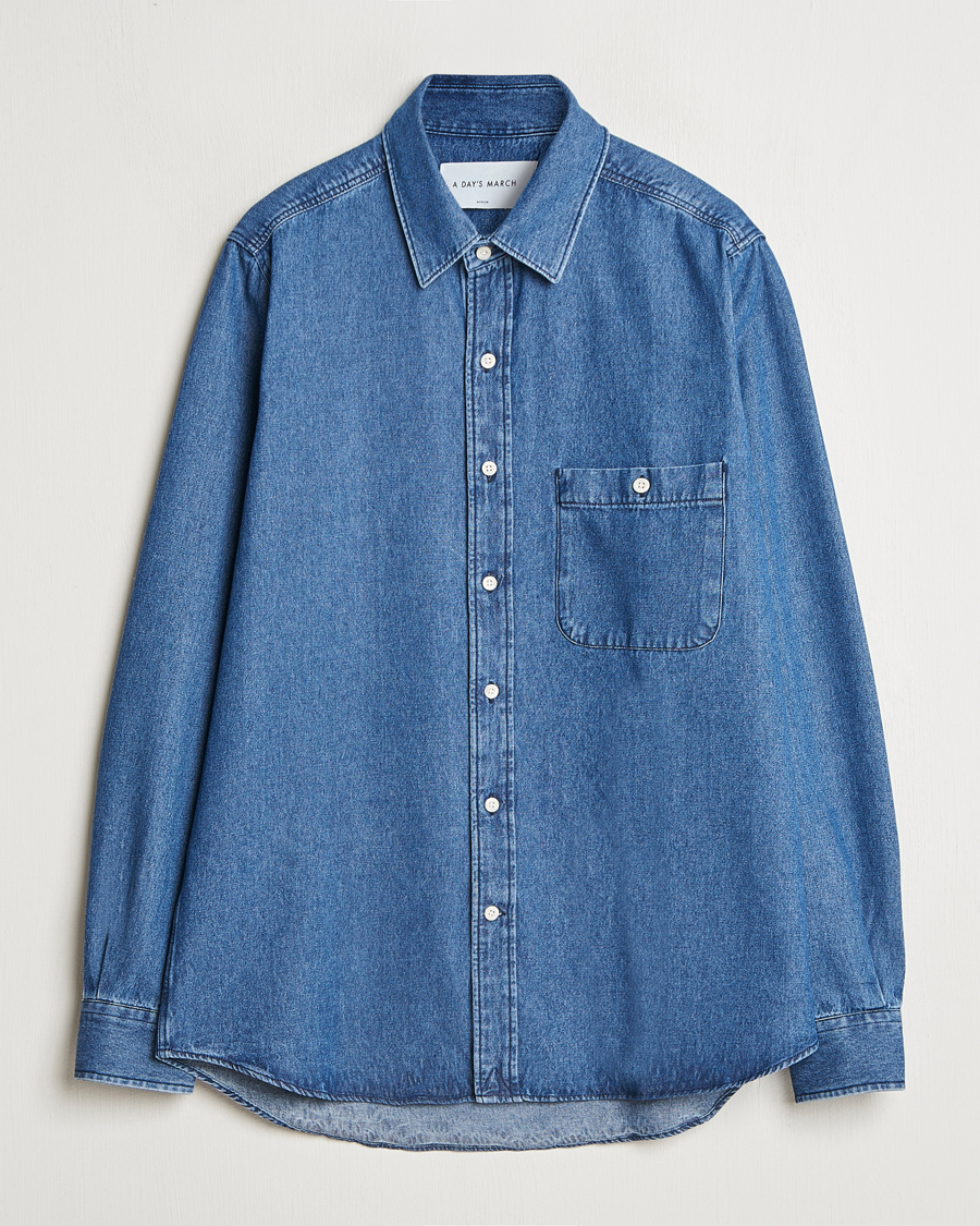 Homme | Chemises | A Day's March | Mason Sturdy Denim Shirt Indigo Blue
