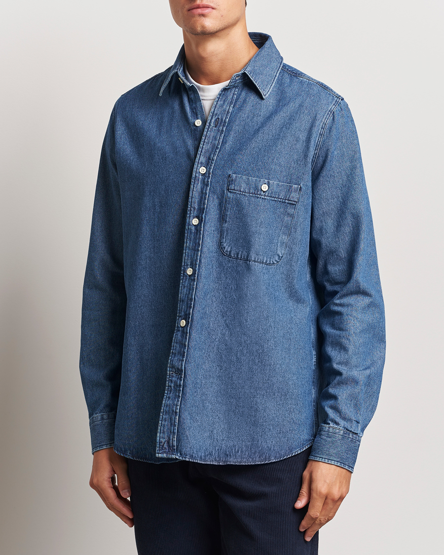 Homme | Chemises | A Day's March | Mason Sturdy Denim Shirt Indigo Blue