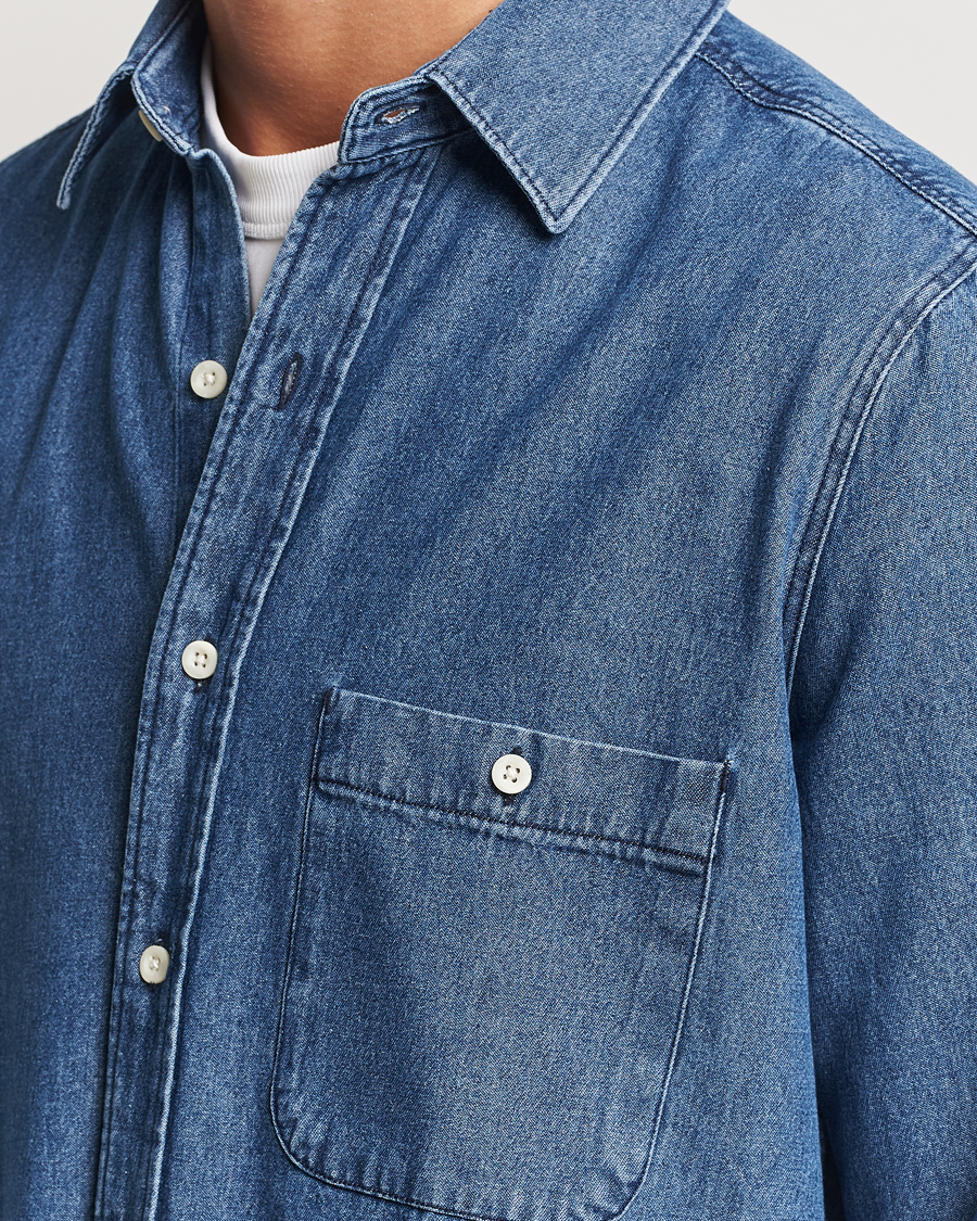 Homme | Chemises | A Day's March | Mason Sturdy Denim Shirt Indigo Blue