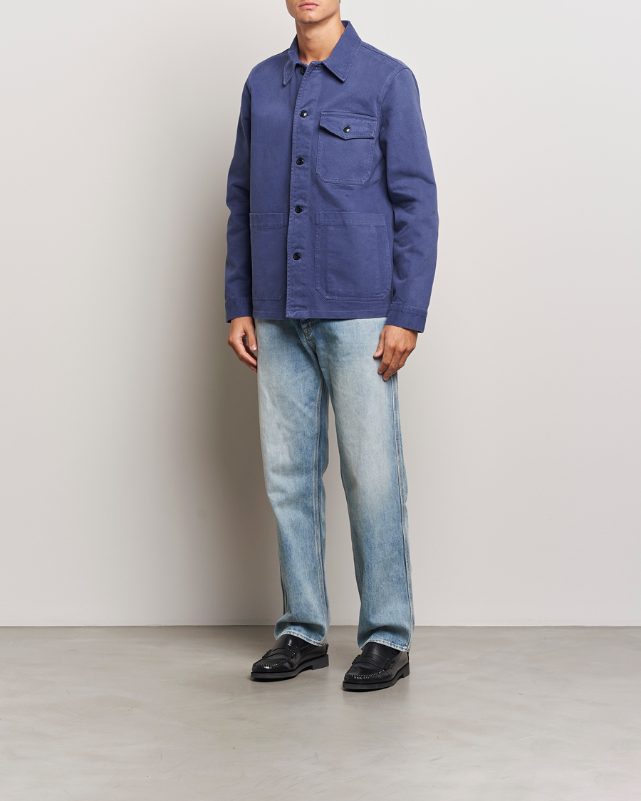 Homme | Chemises | A Day's March | Patch Pocket Sturdy Twill Overshirt Brewers Blue