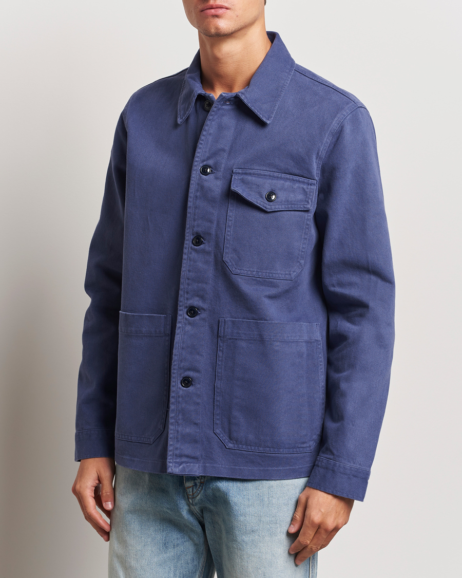 Homme | Chemises | A Day's March | Patch Pocket Sturdy Twill Overshirt Brewers Blue
