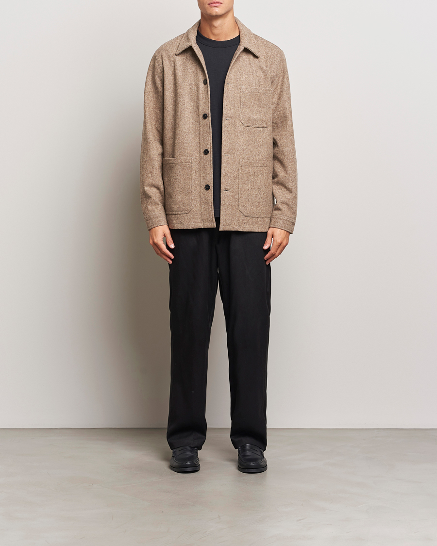 Homme | Chemises | A Day's March | Original Wool Overshirt Light Taupe Melange