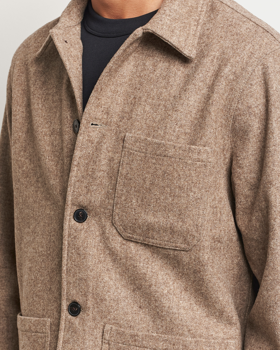 Homme | Chemises | A Day's March | Original Wool Overshirt Light Taupe Melange