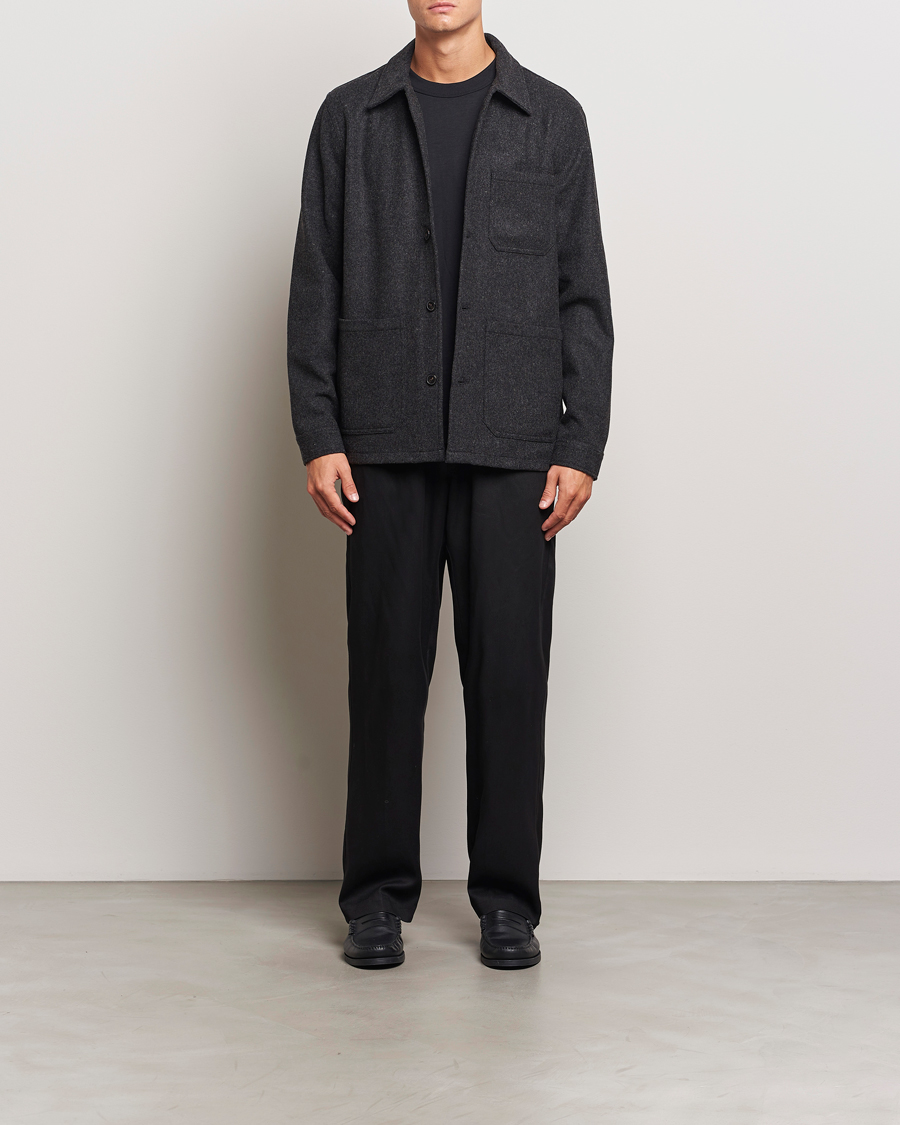 Homme | Chemises | A Day's March | Original Wool Overshirt Charcoal