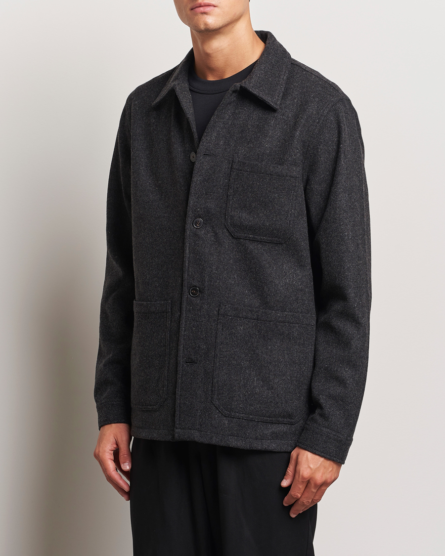 Homme | Chemises | A Day's March | Original Wool Overshirt Charcoal