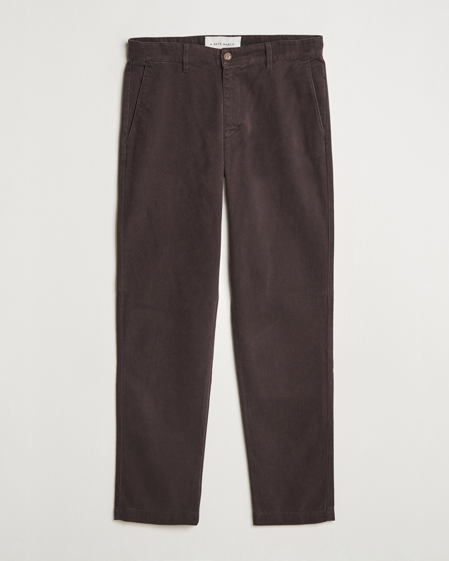 Homme | Pantalons | A Day's March | Miller Cotton Lyocell Trousers Chocolate