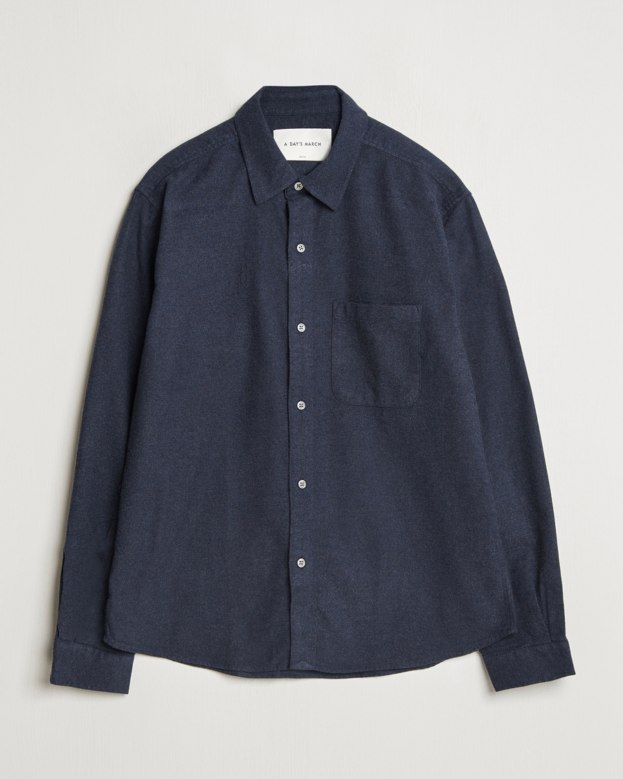 Homme | Chemises | A Day's March | Newark Flannel Shirt Navy