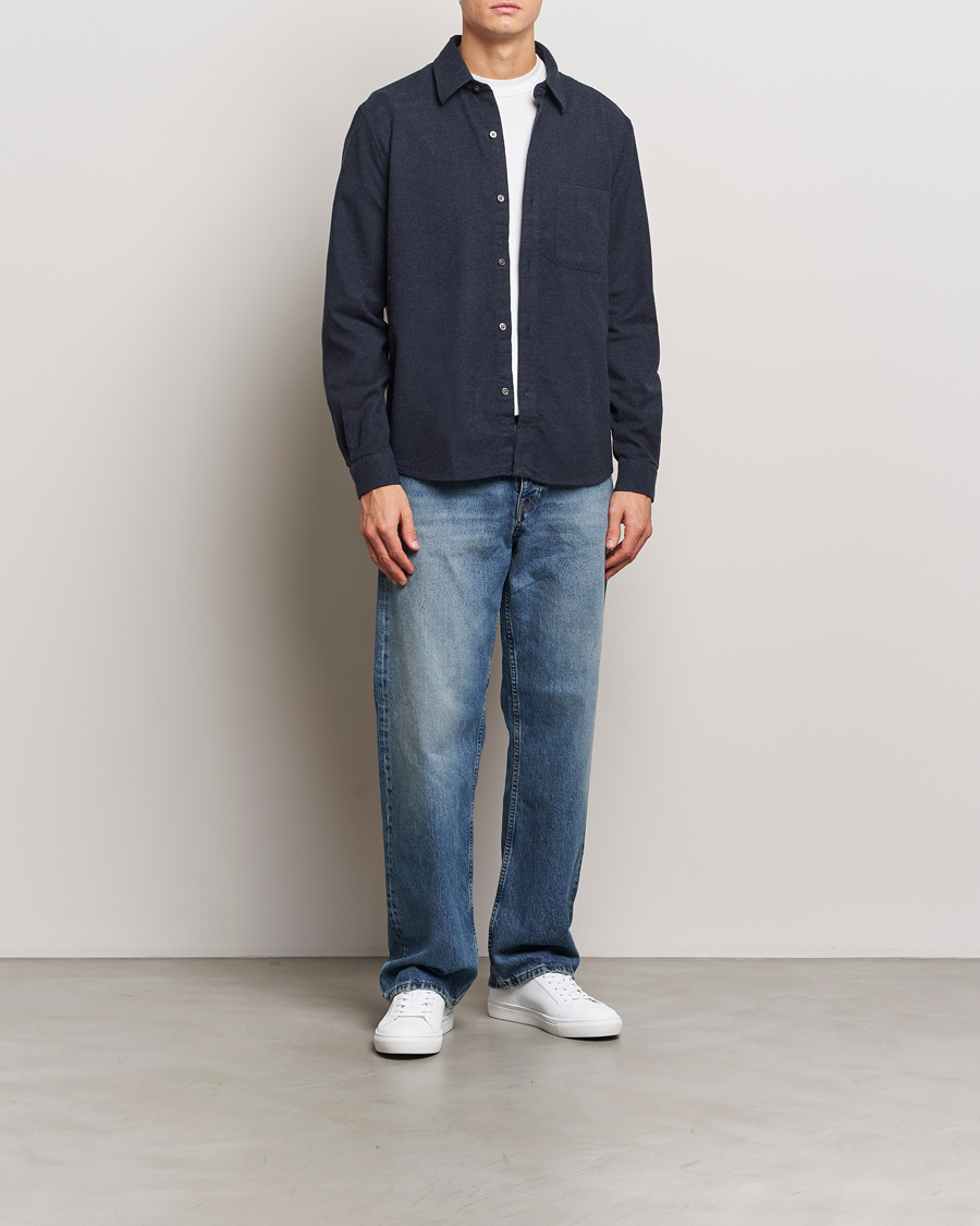 Homme | Chemises | A Day's March | Newark Flannel Shirt Navy