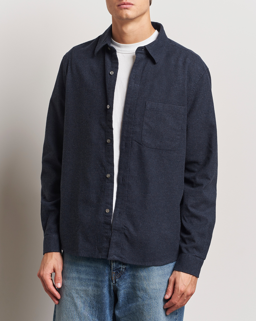 Homme | Chemises | A Day's March | Newark Flannel Shirt Navy