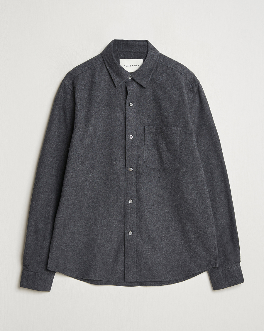 Homme | Chemises | A Day's March | Newark Flannel Shirt Charcoal