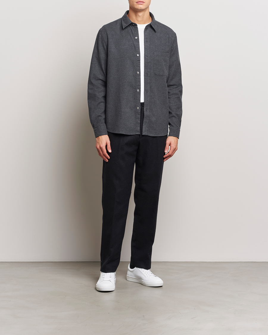 Homme | Chemises | A Day's March | Newark Flannel Shirt Charcoal