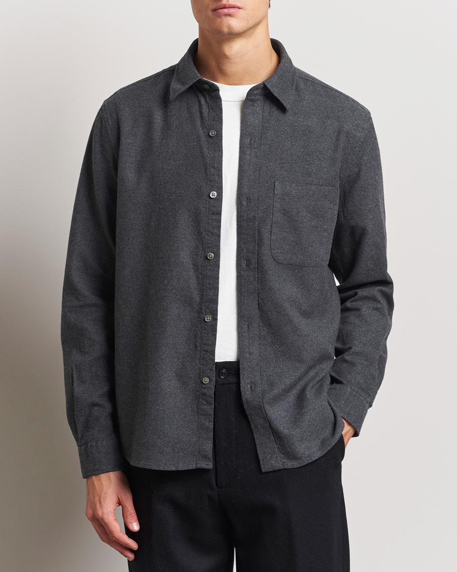 Homme | Chemises | A Day's March | Newark Flannel Shirt Charcoal
