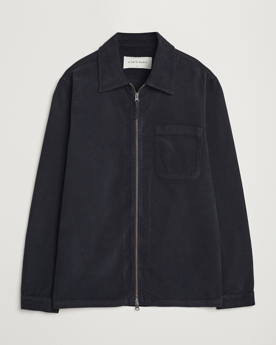 Homme | Chemises | A Day's March | Fraser Cord Zip Overshirt Black