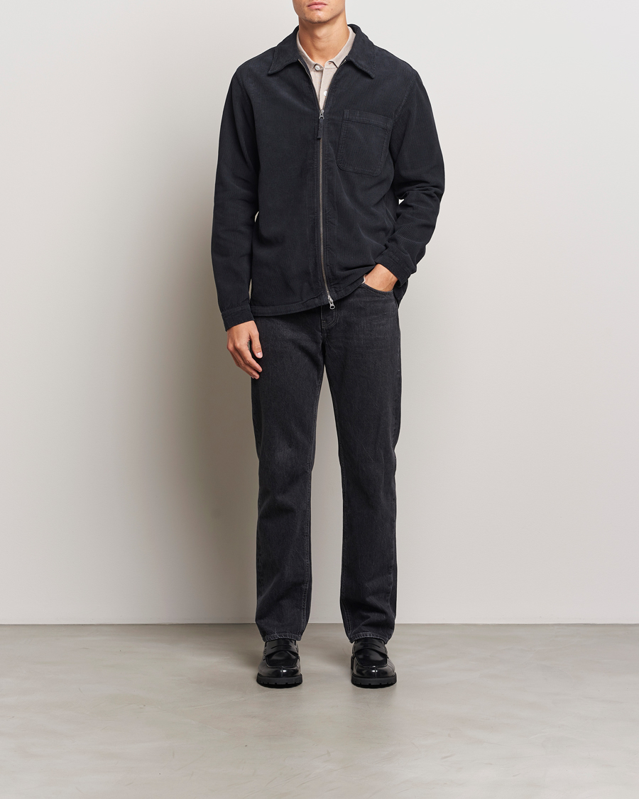 Homme | Chemises | A Day's March | Fraser Cord Zip Overshirt Black