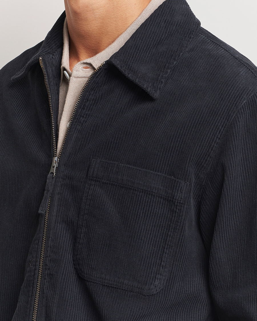 Homme | Chemises | A Day's March | Fraser Cord Zip Overshirt Black