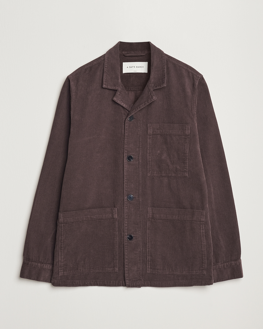 Homme | Chemises | A Day's March | Banagher Corduroy Overshirt Chocolate