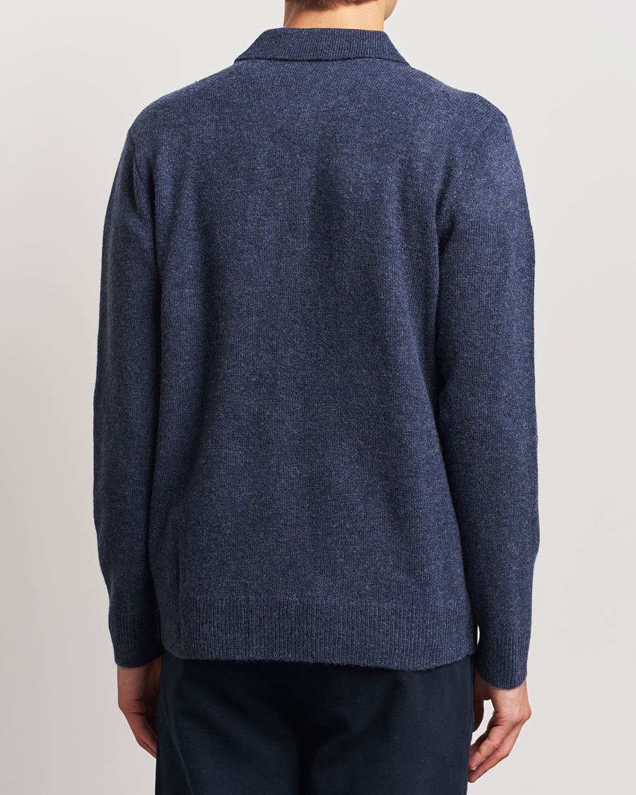 Homme | Pulls Et Tricots | A Day's March | Avoch Lambswool Polo Navy Melange