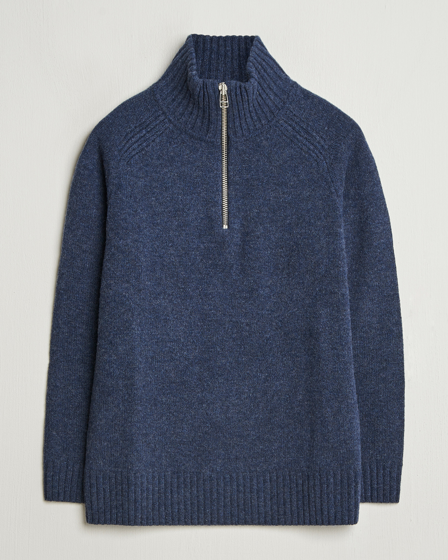 Homme | Pulls Et Tricots | A Day's March | Cullen Half-Zip Lambswool Sweater Navy Melange