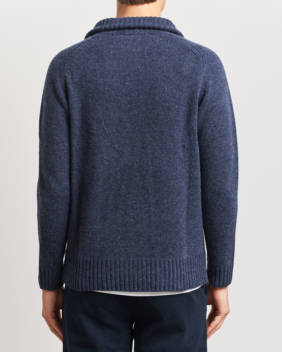 Homme | Pulls Et Tricots | A Day's March | Cullen Half-Zip Lambswool Sweater Navy Melange