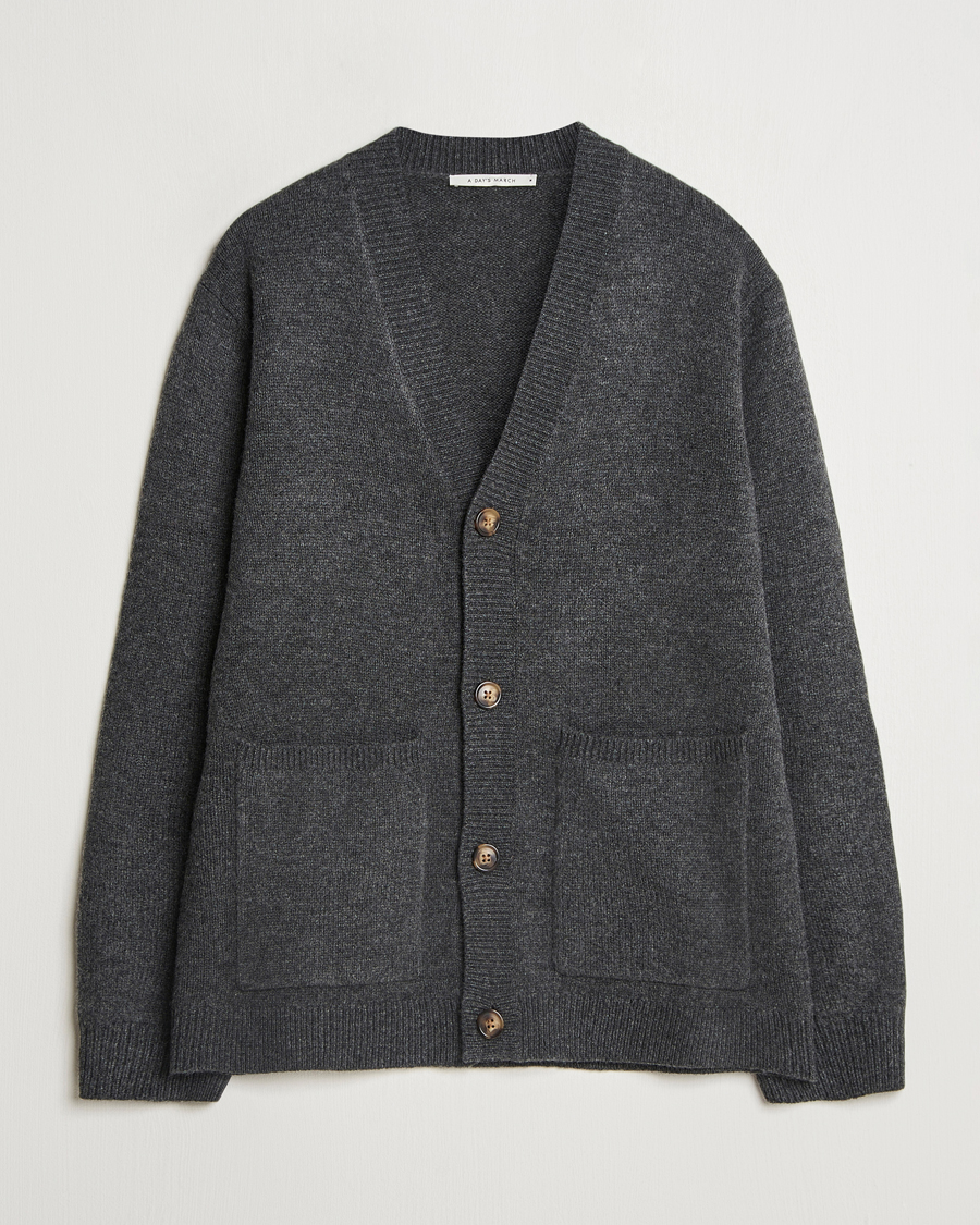Homme | Pulls Et Tricots | A Day's March | Jarrow Lambswool Cardigan Charcoal