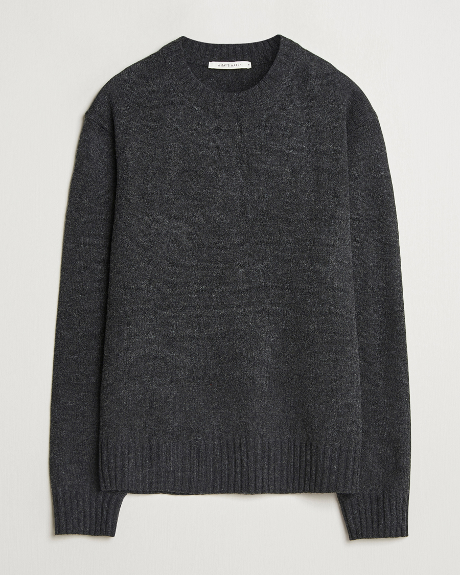 Homme | Pulls Et Tricots | A Day's March | Marlow Lambswool Crew Black Melange
