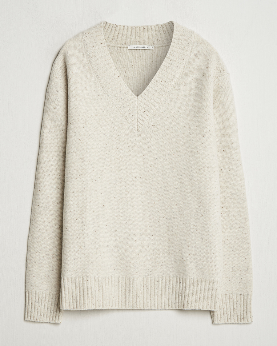 Homme | Pulls Et Tricots | A Day's March | Stanley Boiled Merino V-Neck Sweater Snow