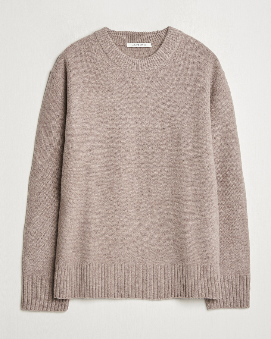 Homme | Pulls Et Tricots | A Day's March | Tietar Boiled Merino Sweater Taupe Melange
