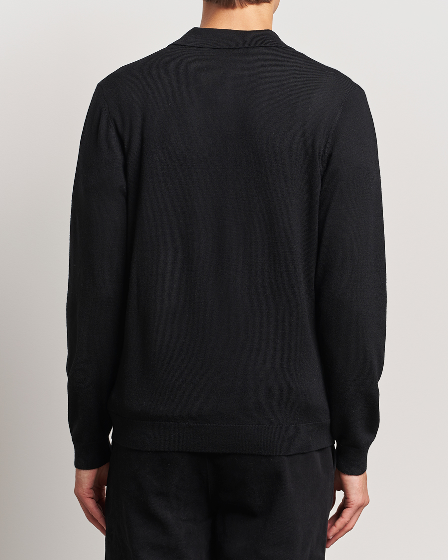 Homme | Pulls Et Tricots | A Day's March | Manol Open Collar Merino Polo Black