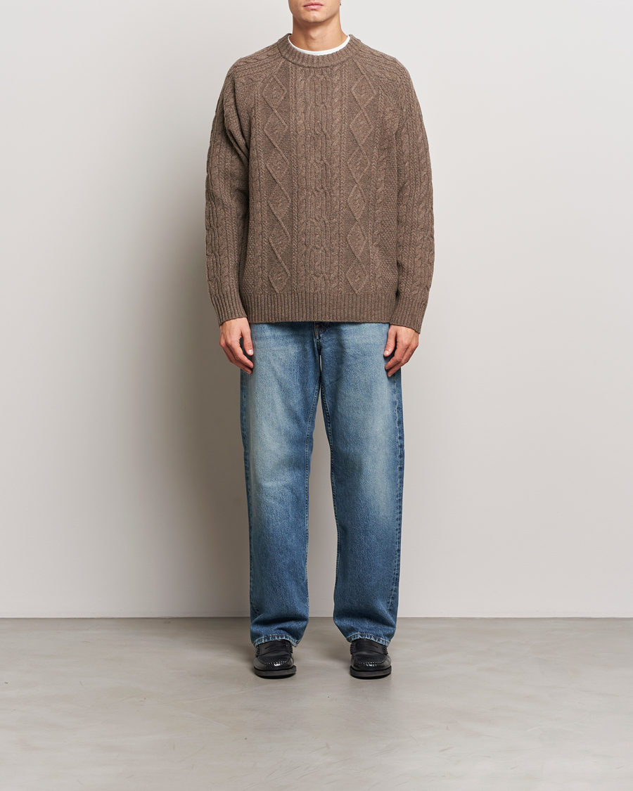 Homme | Pulls Et Tricots | A Day's March | Atlas Aran Knit Lambswool Sweater Dark Taupe