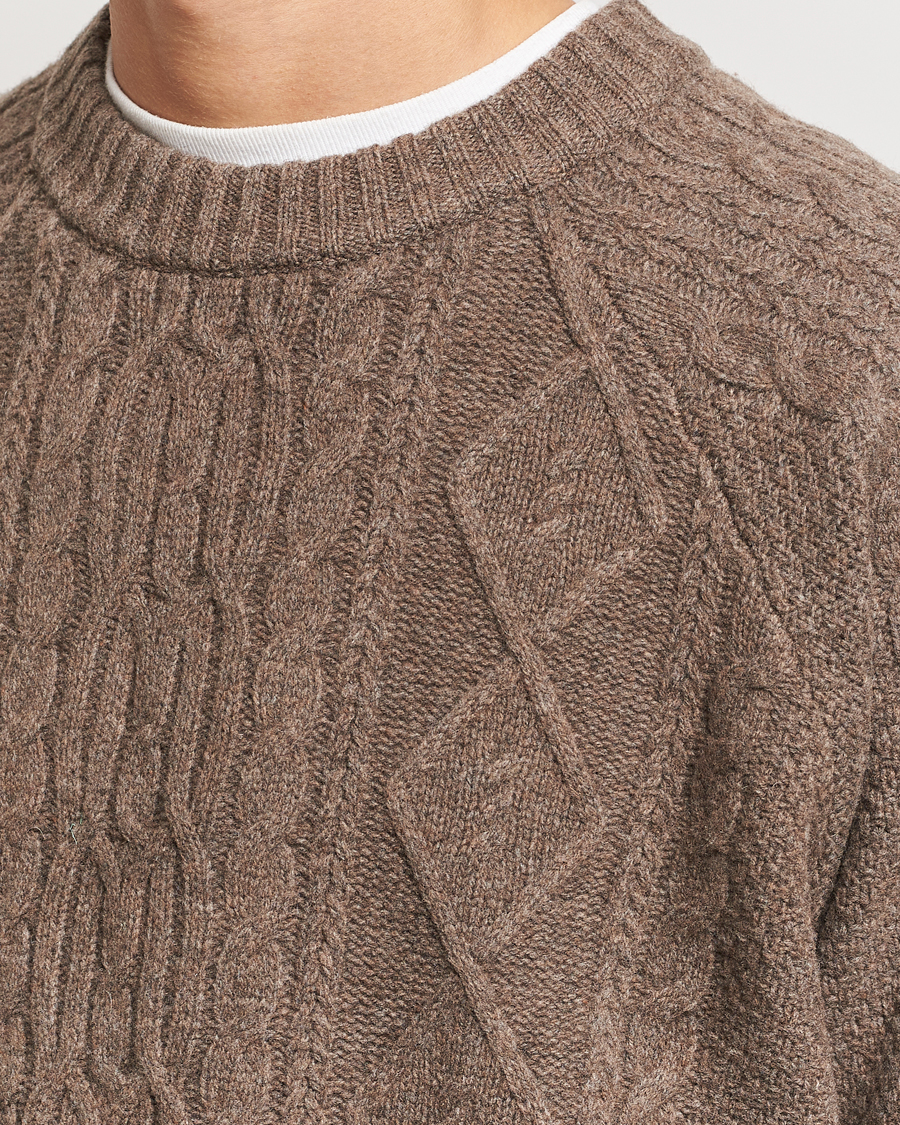Homme | Pulls Et Tricots | A Day's March | Atlas Aran Knit Lambswool Sweater Dark Taupe