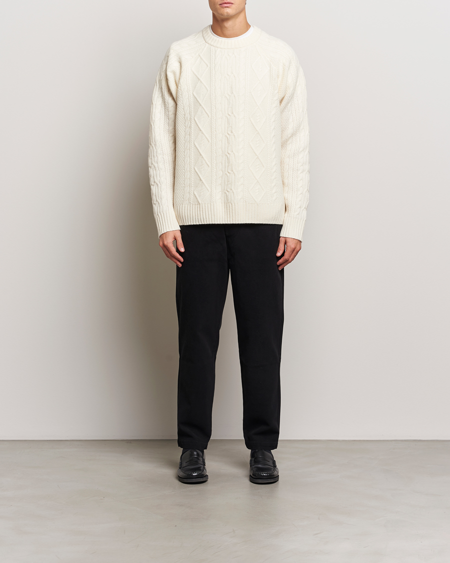 Homme | Pulls Et Tricots | A Day's March | Atlas Aran Knit Lambswool Sweater Off White