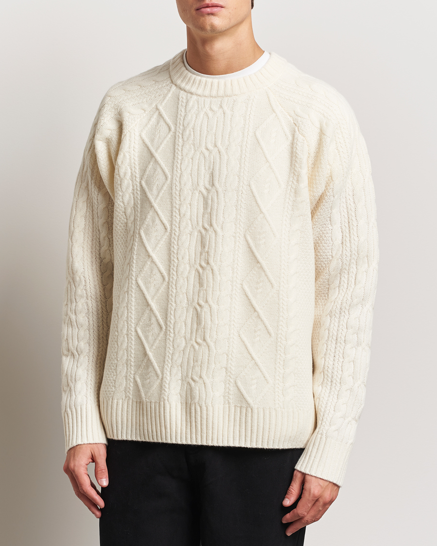 Homme | Pulls Et Tricots | A Day's March | Atlas Aran Knit Lambswool Sweater Off White