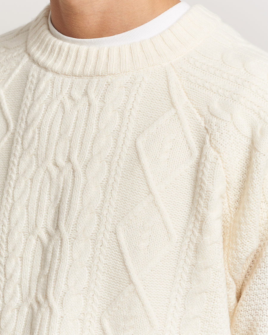 Homme | Pulls Et Tricots | A Day's March | Atlas Aran Knit Lambswool Sweater Off White