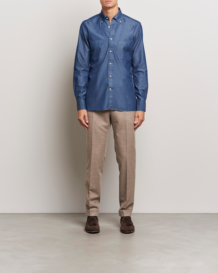 Homme | Chemises | 100Hands | Beverly Bata Wash Denim Shirt Blue