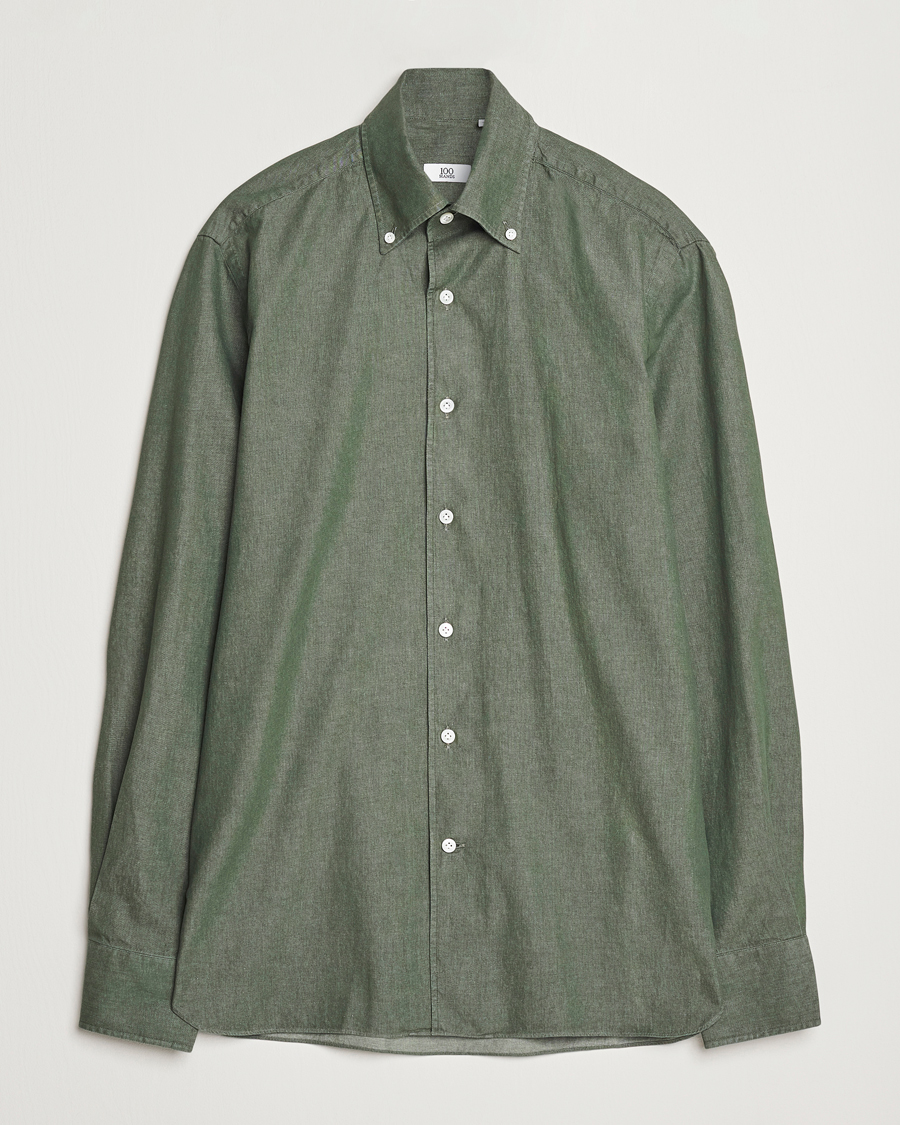 Homme | Chemises | 100Hands | Button Down Denim Shirt Sage Green