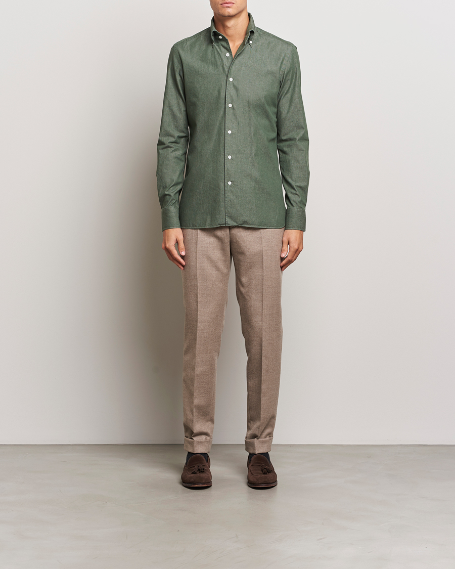 Homme | Chemises | 100Hands | Button Down Denim Shirt Sage Green
