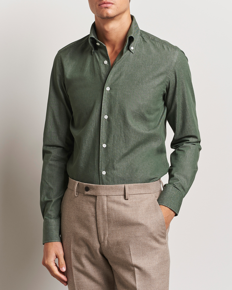 Homme | Chemises | 100Hands | Button Down Denim Shirt Sage Green