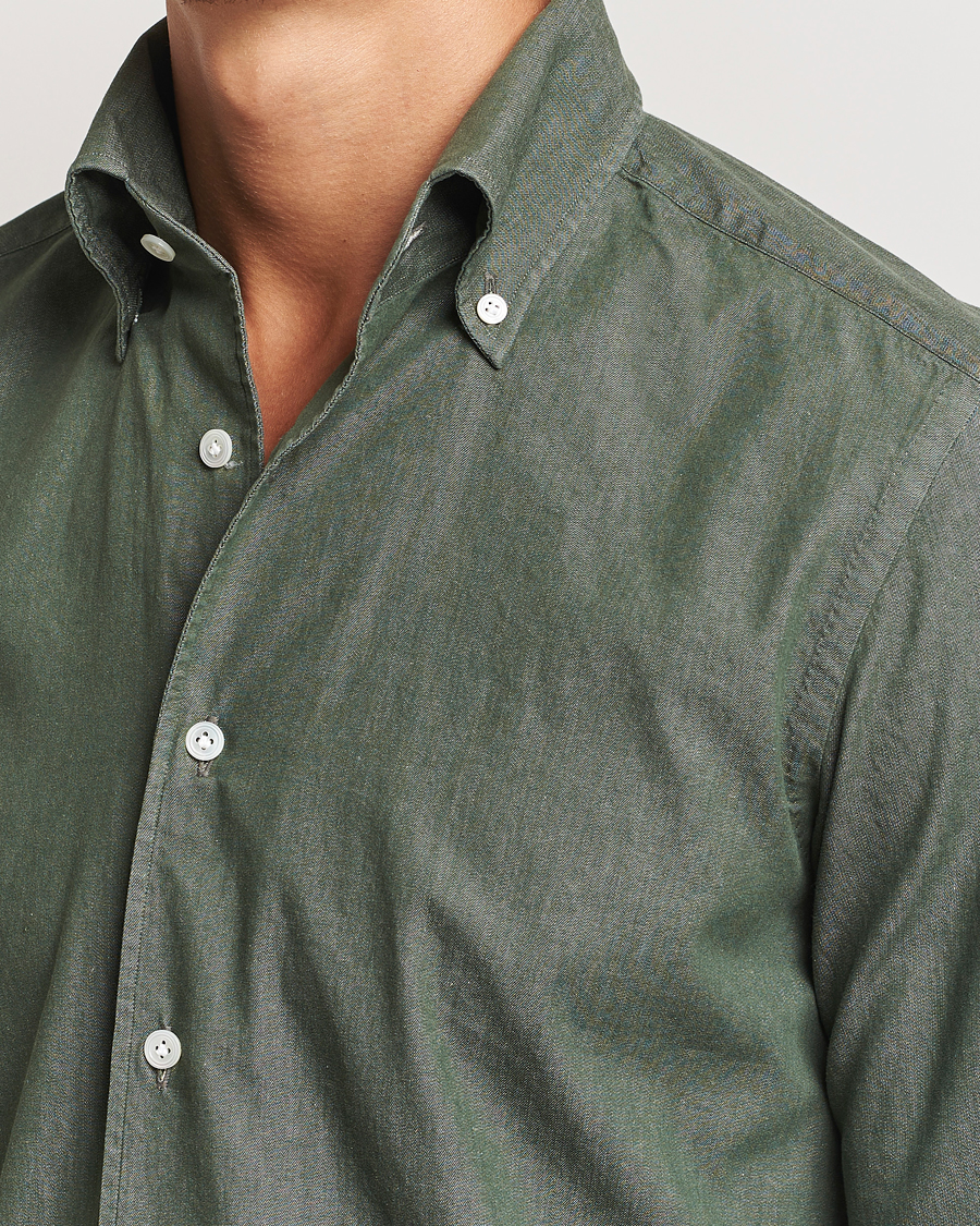 Homme | Chemises | 100Hands | Button Down Denim Shirt Sage Green