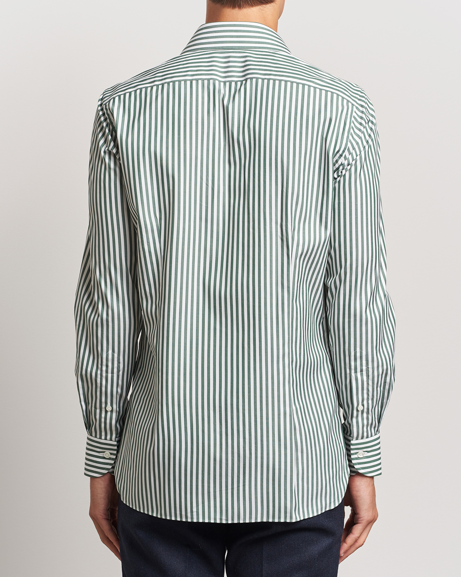 Homme | Chemises | 100Hands | Striped Cut Away Cotton Shirt Green