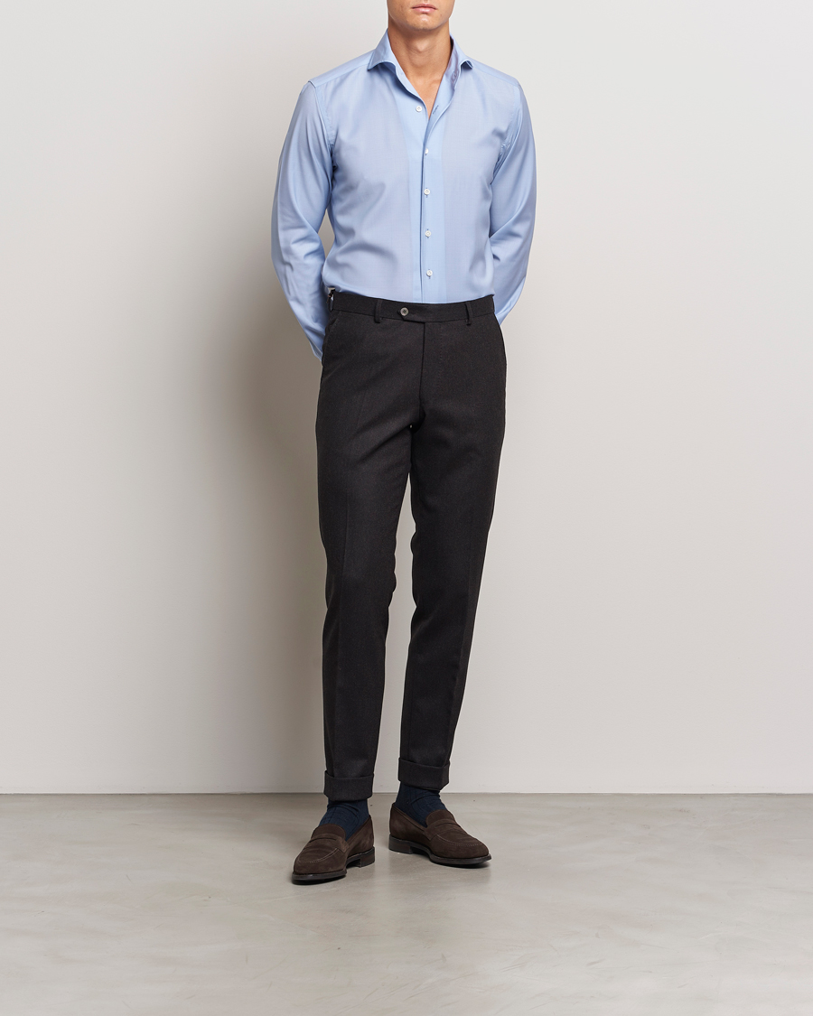 Homme | Chemises | 100Hands | Full Spread Wool Shirt Light Blue