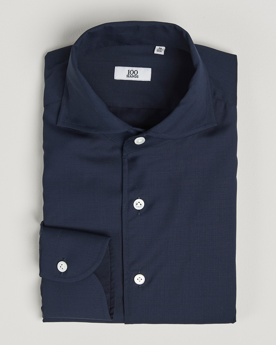 Homme | Chemises | 100Hands | Full Spread Wool Shirt Navy