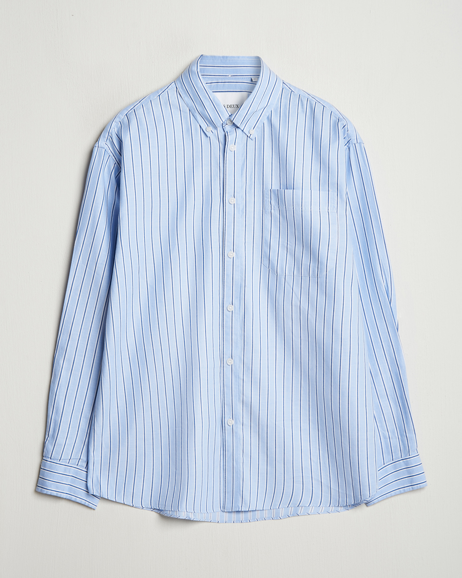 Homme | Chemises | LES DEUX | Kolton Herringbone Poplin Shirt Bel Air Blue