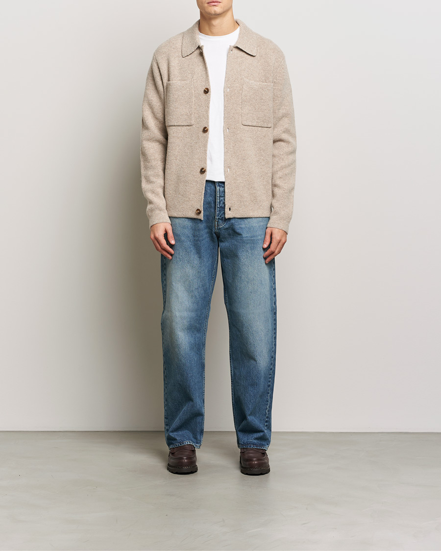 Homme | Chemises | LES DEUX | Fischer Milano Knitted Overshirt Sand Melange